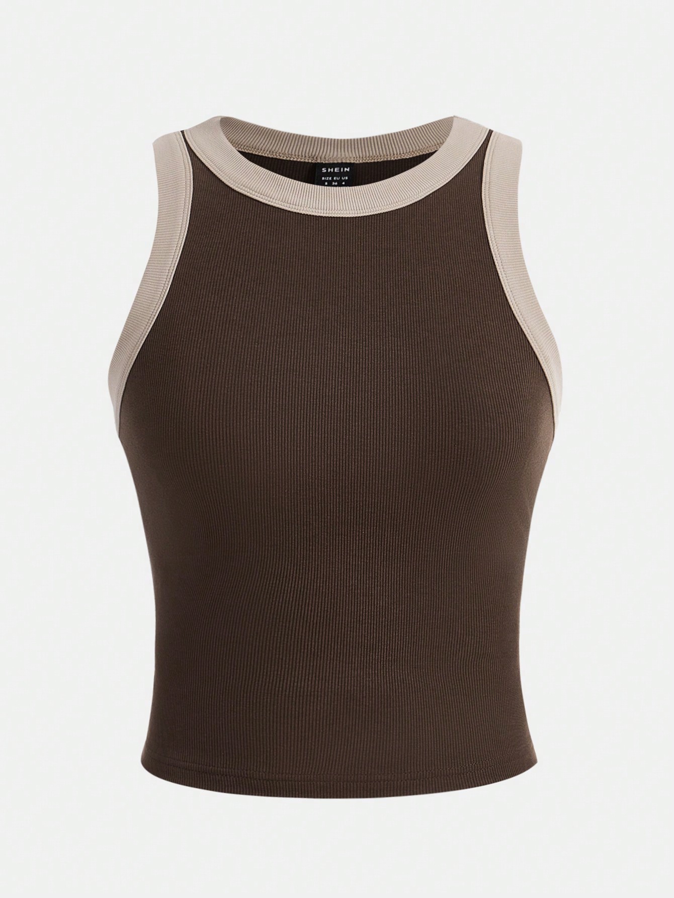 Milumia Women's Basic Color Block Crew Neck Crop Tank Top Casual Contrast Binding Fitted Vest Shirts Tops