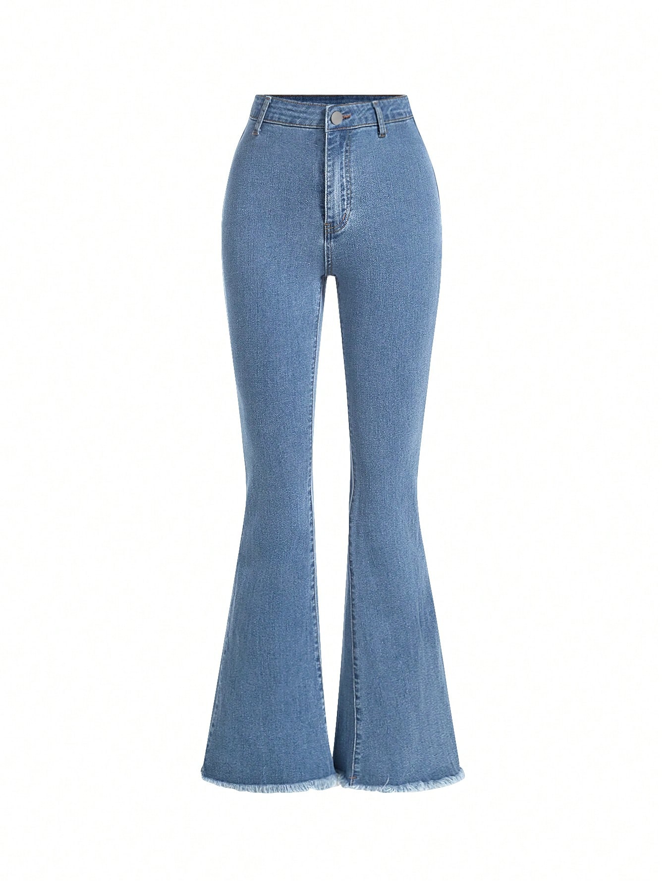 Milumia Girl's Raw Hem Flare Jeans Long Bell Bottom Wide Leg Denim Pants with Pockets